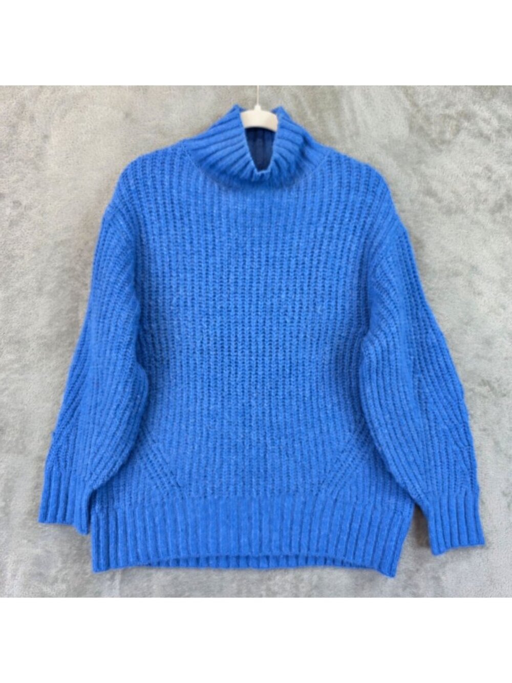 Maeve Sweater Womens XS Blue Chunky Knit Turtleneck Raglan Pullover Cozy Winter